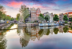 Amsterdam at sunset, Netherlands