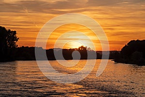 Sunset on the Danube in Germany