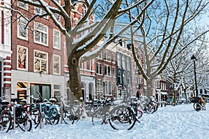 Amsterdam town square in winter