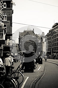 Amsterdam train in the city