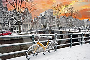 Amsterdam in winter in the Netherlands