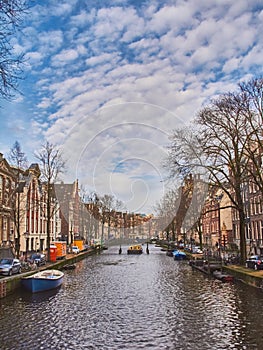 AmsterdamAmsterdam city scape in January with canals cityscape in January