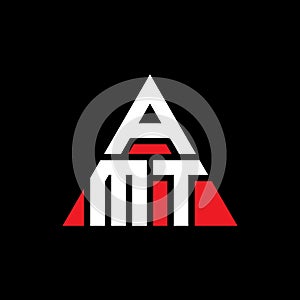 AMT triangle letter logo design with triangle shape. AMT triangle logo design monogram. AMT triangle vector logo template with red photo