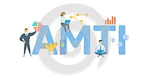 AMTI, Alternative Minimum Taxable Income. Concept with keyword, people and icons. Flat vector illustration. Isolated on