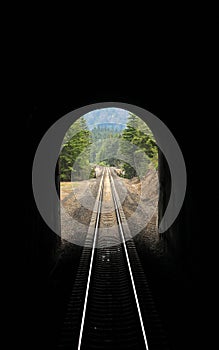 Amtrak through the Cascade Tunnel in Montana photo