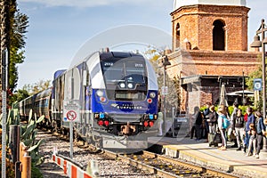 Amtrak train at a station