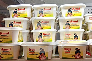 Amul pasteurised butter in grocery Amul the taste of India