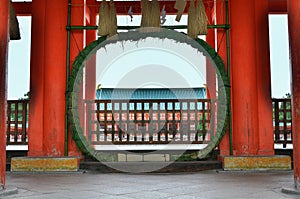 Amulet gate of Heian Shrine Kyoto Japan.