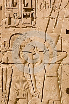 Amun Ra and Ramses II Ancient Carving photo
