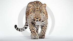 Amur leopard isolated on white background front view. Ai generated