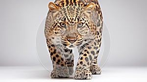 Amur leopard on white background. Amur leopard Rare animal. Ai generated