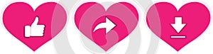 `Amuse,share your heart,download love vector icon.Thumbs-up icons, sharing and downloading on symbols of love.`