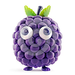 Amused blackberry character with big eyes