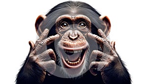 Amused Chimpanzee Gesturing with a Wide Open Mouth