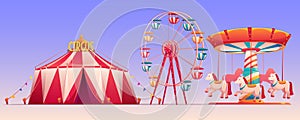 Amusement carnival park with circus tent clip art