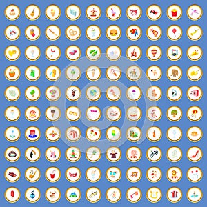 100 amusement icons set cartoon vector