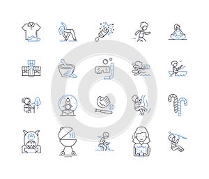 Amusement line icons collection. Thrill, Fun, Joy, Entertainment, Excitement, Adventures, Playfulness vector and linear