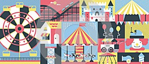 Amusement park background flat