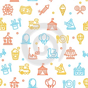 Amusement Park Background Pattern. Vector