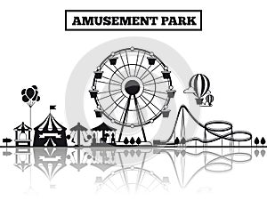 Amusement park silhouette banner design photo