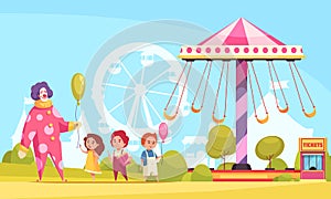 Amusement Park Cartoon Background