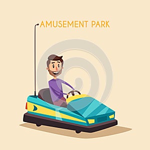 Amusement park. Cartoon vector illustration. Dodgem car photo