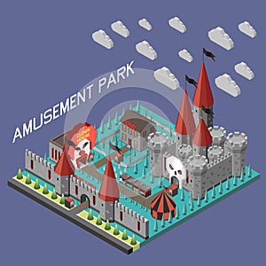 Amusement Park Castle Composition
