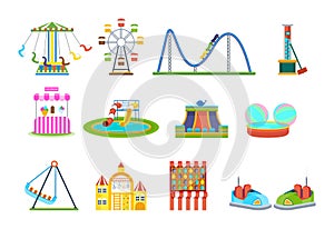 Amusement park for children with attractions and fun games.