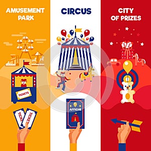 Amusement Park Circus Tickets 3 Vertical Banners