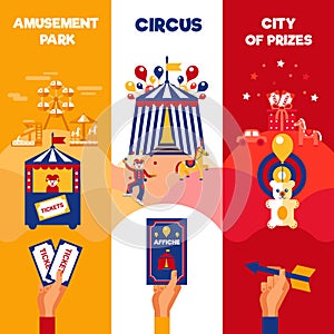 Amusement Park Circus Tickets  3 Vertical  Banners