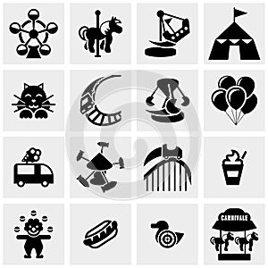 Amusement Park, circus vector icons set on gray photo