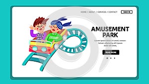 Amusement Park With Extreme Attraction Vector