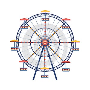 Amusement park Ferris wheel flat color vector icon