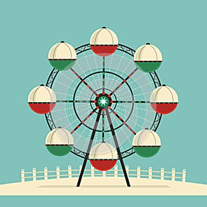 Amusement park Ferris wheel flat color vector icon