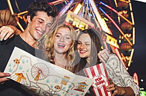 Amusement Park Friends Enjoyment Lifestyle Concept