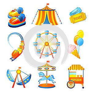 Amusement Park Icons Set