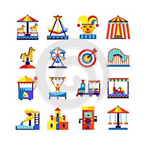 Amusement Park Icons Set