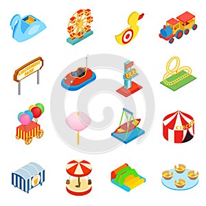 Amusement park isometric 3d icons photo