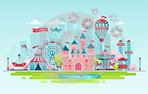 Amusement park landscape banner