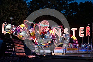 Amusement park octopus by night