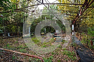 Amusement park in Pripyat. exclusion Zone of Chernobyl ghost city