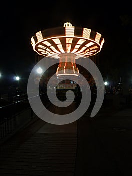 Amusement Park Ride at Night