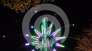 Amusement park ride at night