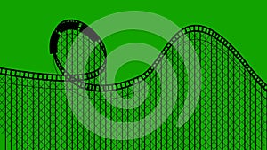 Amusement park roller coaster on a green screen seamless looping