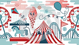 Amusement park seamless pattern photo