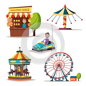 Amusement park theme. Cartoon vector illustration