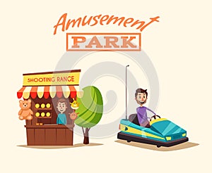 Amusement park theme. Cartoon vector illustration. Good emotions