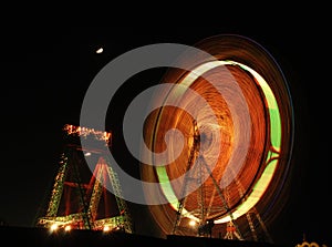 Amusement ride at night