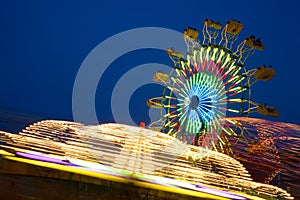 Amusement Rides with Movement Blur Kentucky State Fair Midway