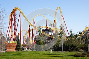 Amusement roller coaster in Sochi-Park. Adler, Krasnodarsky krai, Russia